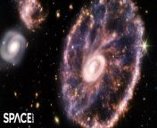 Travel 500 million light-years into the James Webb Space Telescope&#39;s amazing view of the Cartwheel Galaxy. &#60;br/&#62;&#60;br/&#62;Credit: ESA/Webb, NASA, CSA, STScI, Dark Energy Survey/DOE/FNAL/DECam/CTIO/NOIRLab/NSF/AURA, E. Slawik, N. Risinger, N. Bartmann &#124; mash mix by Space.com&#39;s Steve Spaleta&#60;br/&#62;Music: Stratosphere Voyage by Spirits Of Our Dreams / courtesy of Epidemic Sound
