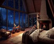 Cozy Bedroom Fireplace Snowfall View &#124; 2 Hour Night Ambiance&#60;br/&#62;&#60;br/&#62; Escape to a cozy retreat with this 2-hour video of a serene bedroom ambiance. Relax by the crackling fireplace as you watch the snow gently fall outside the window against the backdrop of the night sky. Let the soothing sounds of the fire and snow create a tranquil atmosphere perfect for unwinding, studying, or sleeping. Immerse yourself in the tranquility of a winter&#39;s night from the comfort of your own space.