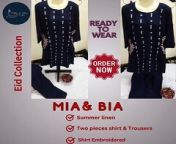 Dive into Eid elegance with Mia &amp; Bia&#39;s stunning navy blue collection! These beautiful two-piece sets are crafted from cool, breathable summer linen, perfect for celebrating in comfort.Intricate embroidery adorns both the trousers and shirt, creating a sophisticated, ready-to-wear outfit that needs no extra fuss.Look effortlessly put-together this Eid - shop the collection now! #NavyBlueEid #EidLinenLove #SummerLinen #TwoPiece #EmbroideredSet #ReadyToWear #SupportLocal #ShopSmall #MiaAndBia #EidCollection #ElegantEid #TimelessFashion #EffortlessLook #FlawlessFinish #SummerChic