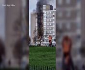 Firefighters tackled a huge blaze at a block of flats in Erith on Saturday morning