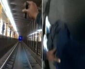 Watch: NYPD officers jump onto subway tracks to rescue man as train approaches from man feeding brea