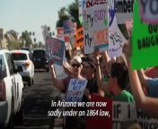 Hundreds of abortion rights supporters gather outside Phoenix, Arizona, days after the southwestern state&#39;s conservative Supreme Court rolled back reproductive rights to the Civil War era, saying an 1864 ban on abortion was valid. &#60;br/&#62;&#60;br/&#62;&#92;