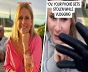 This is the moment a woman chased down a thief after her phone was snatched from her hand while vlogging in broad daylight. &#60;br/&#62;&#60;br/&#62;Sophie Hockings, 28, was vlogging on a street in London&#39;s Highbury and Islington when a masked thief snatched her phone. &#60;br/&#62;&#60;br/&#62;A video shows Sophie recording and speaking into the camera when suddenly a man snatched the phone off her hand.&#60;br/&#62;&#60;br/&#62;Instinctively, Sophie chased him down as he rode away on a BMX bicycle. &#60;br/&#62;&#60;br/&#62;Sophie can be heard boldly chasing after the phone snatcher and shouting at him before he throws the phone back. &#60;br/&#62;&#60;br/&#62;The incident took place on March 27th on a private street near Highbury Fields.&#60;br/&#62;&#60;br/&#62;She said that the person who snatched her phone seemed very young and was wearing an N95 mask and gloves.&#60;br/&#62;&#60;br/&#62;Sophie, who works in PR, said: &#92;