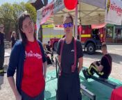 Natalie from The Fire Fighters Charity and Casandra from Crediton Fire Station, video by Alan Quick
