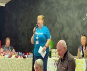 Sharon Collins, Hospiscare Regional Fundraiser, during her speech at Sandford. Video by Alan Quick