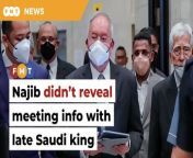 Nur Aida Arifin says the former prime minister was free to add any details in his defence statement, but did not do so.&#60;br/&#62;&#60;br/&#62;Read More: &#60;br/&#62;https://www.freemalaysiatoday.com/category/nation/2024/04/22/najib-did-not-volunteer-info-on-meeting-with-late-saudi-king-says-macc-officer/ &#60;br/&#62;&#60;br/&#62;Laporan Lanjut: &#60;br/&#62;https://www.freemalaysiatoday.com/category/bahasa/tempatan/2024/04/22/najib-tak-dedah-maklumat-pertemuan-dengan-raja-saudi-kata-pegawai-sprm/&#60;br/&#62;&#60;br/&#62;Free Malaysia Today is an independent, bi-lingual news portal with a focus on Malaysian current affairs.&#60;br/&#62;&#60;br/&#62;Subscribe to our channel - http://bit.ly/2Qo08ry&#60;br/&#62;------------------------------------------------------------------------------------------------------------------------------------------------------&#60;br/&#62;Check us out at https://www.freemalaysiatoday.com&#60;br/&#62;Follow FMT on Facebook: https://bit.ly/49JJoo5&#60;br/&#62;Follow FMT on Dailymotion: https://bit.ly/2WGITHM&#60;br/&#62;Follow FMT on X: https://bit.ly/48zARSW &#60;br/&#62;Follow FMT on Instagram: https://bit.ly/48Cq76h&#60;br/&#62;Follow FMT on TikTok : https://bit.ly/3uKuQFp&#60;br/&#62;Follow FMT Berita on TikTok: https://bit.ly/48vpnQG &#60;br/&#62;Follow FMT Telegram - https://bit.ly/42VyzMX&#60;br/&#62;Follow FMT LinkedIn - https://bit.ly/42YytEb&#60;br/&#62;Follow FMT Lifestyle on Instagram: https://bit.ly/42WrsUj&#60;br/&#62;Follow FMT on WhatsApp: https://bit.ly/49GMbxW &#60;br/&#62;------------------------------------------------------------------------------------------------------------------------------------------------------&#60;br/&#62;Download FMT News App:&#60;br/&#62;Google Play – http://bit.ly/2YSuV46&#60;br/&#62;App Store – https://apple.co/2HNH7gZ&#60;br/&#62;Huawei AppGallery - https://bit.ly/2D2OpNP&#60;br/&#62;&#60;br/&#62;#FMTNews #NajibRazak #1MDB #SRCInternational #MACC