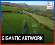 Artists paint UK hillside for Earth Day&#60;br/&#62;&#60;br/&#62;An art company based in northern England has sprayed a giant artwork on a Yorkshire hillside to mark this year&#39;s Earth Day. Over three days, using football pitch paint and sprayers, a team of ten people created a roughly 50-meter-long image of a smiling girl holding a globe, next to the words: &#92;
