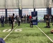 Jelani Woods particiaptes in the Virginia football NFL Pro Day.