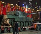 Military hardware, including tanks, captured by Russia in Ukraine, are on display in Victory Park for a month-long open-air exhibition leading up to the country’s Victory Day celebrations.