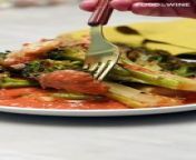 In this video, learn how to make a decadent vegetarian alternative to steaks: Roasted Broccoli Steaks&#60;br/&#62;.Watch as the Food and Wine team creates a delicious sauce by roasting and processing together broccoli, cherry tomatoes, and sliced onion. After the sauce has blended smoothly, add the wholly roasted broccoli to the sauce and garnish with toasted breadcrumbs.